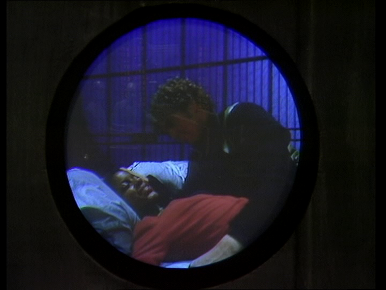 Dayna and Tarrant on CCTV during the bonding ceremony