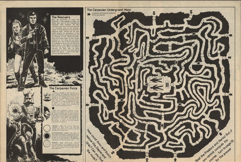 Avon and Soolin next to a key. A maze is on the right