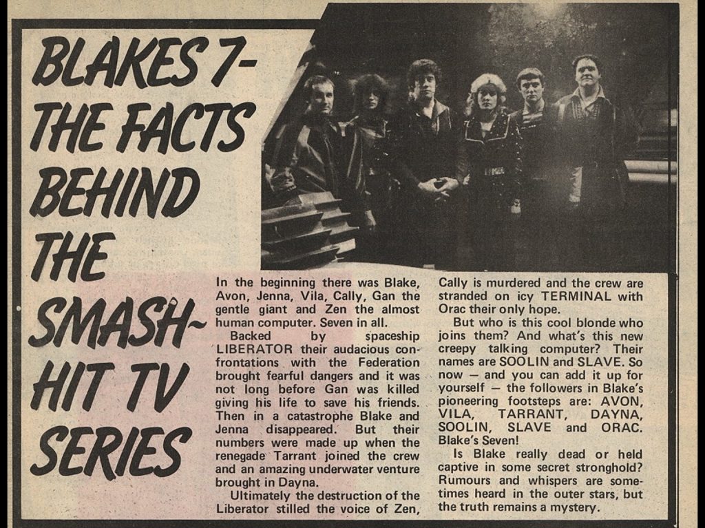 Blakes 7 - the facts behind the smash hit TV series. Article shows image from series A and text