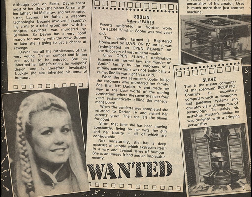 WANTED text besides descriptions of Soolin and Slave