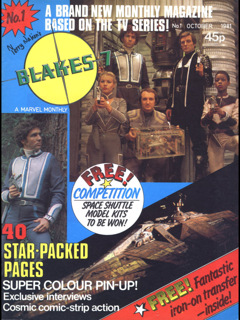 Blake's 7 Monthly cover - Issue 1, showing new logo, crew and ship