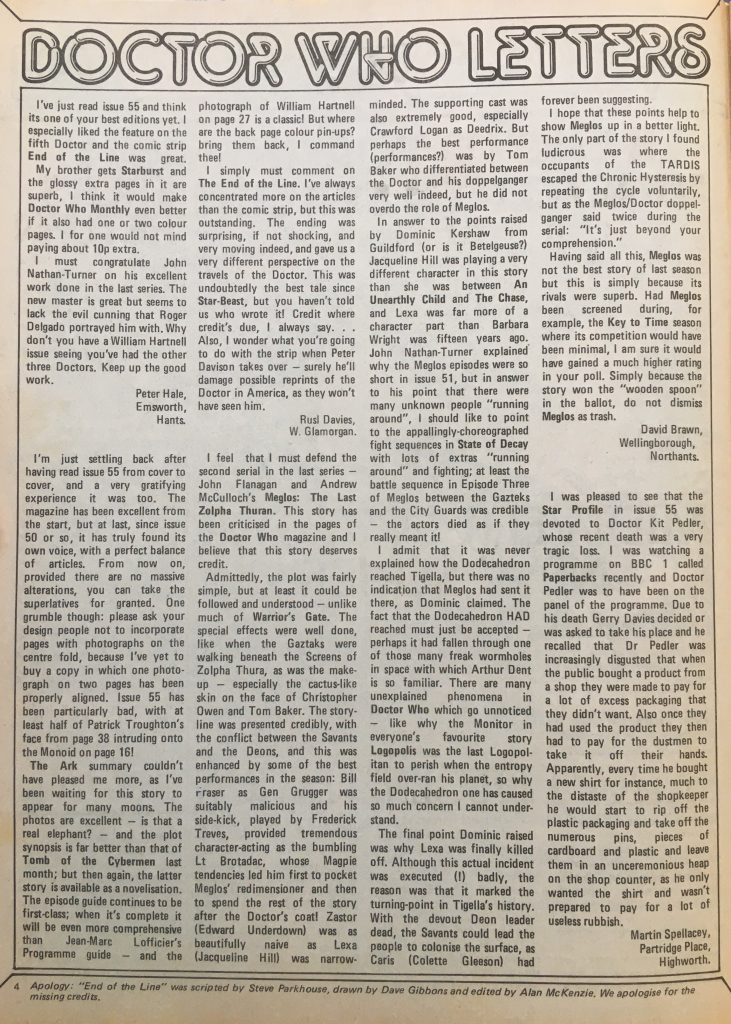 Doctor Who Letters page