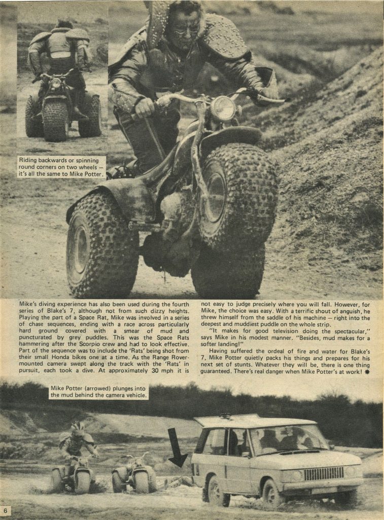 stuntman on a trike, trike being filmed from back of a car