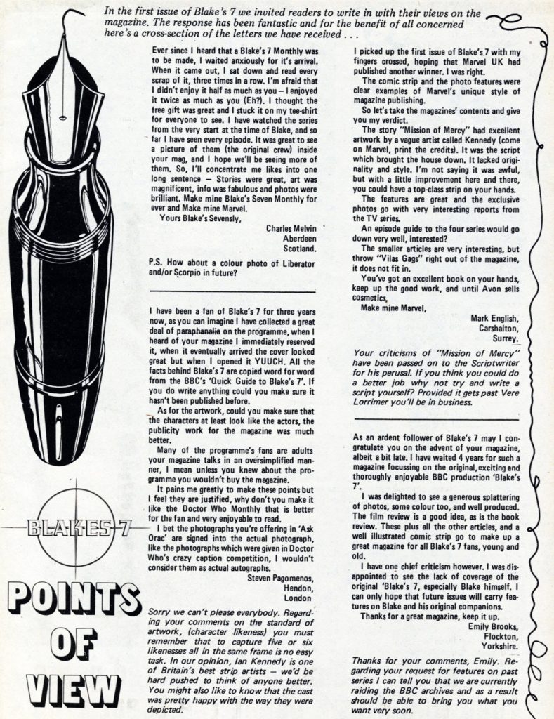 points of view letters page with four letters