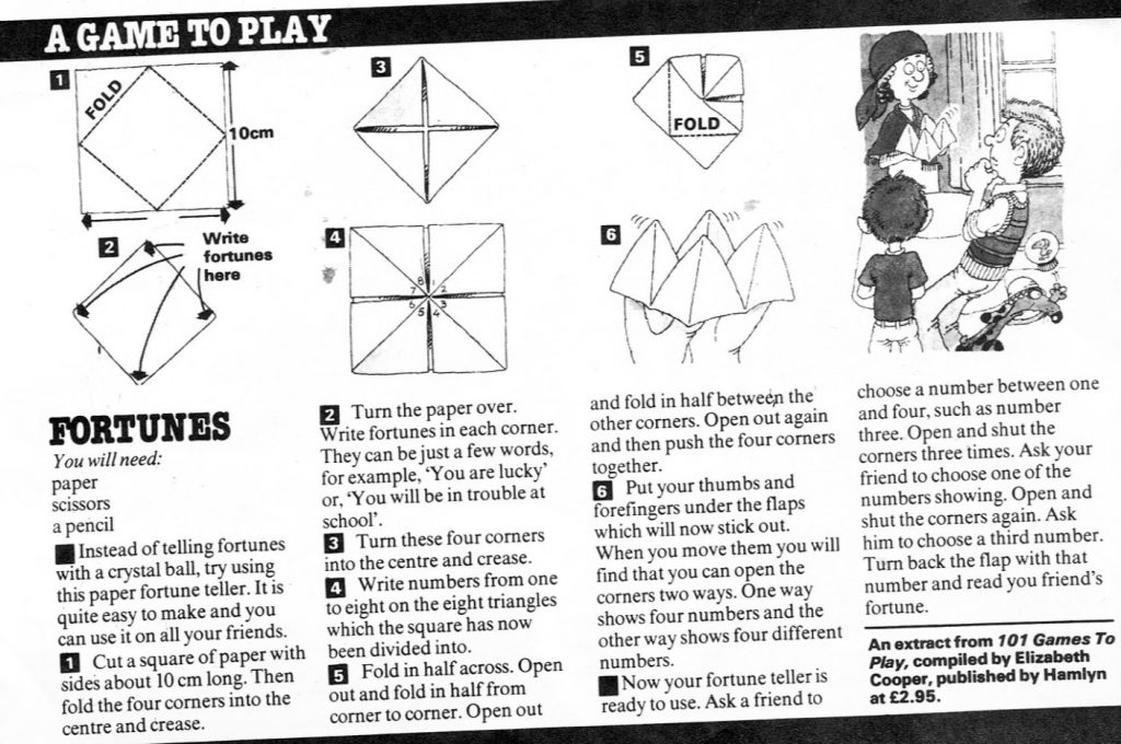 Instruction for Fortunes paper game
