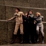 crew look back while on giant steps