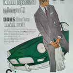 Cool speed ahead! Daks onde twist suit. Simpson of Piccadilly advert