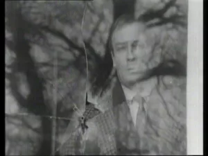 Callan looks out through the cracked glass