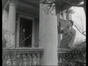 Meres gestures for Hunter to come out the house